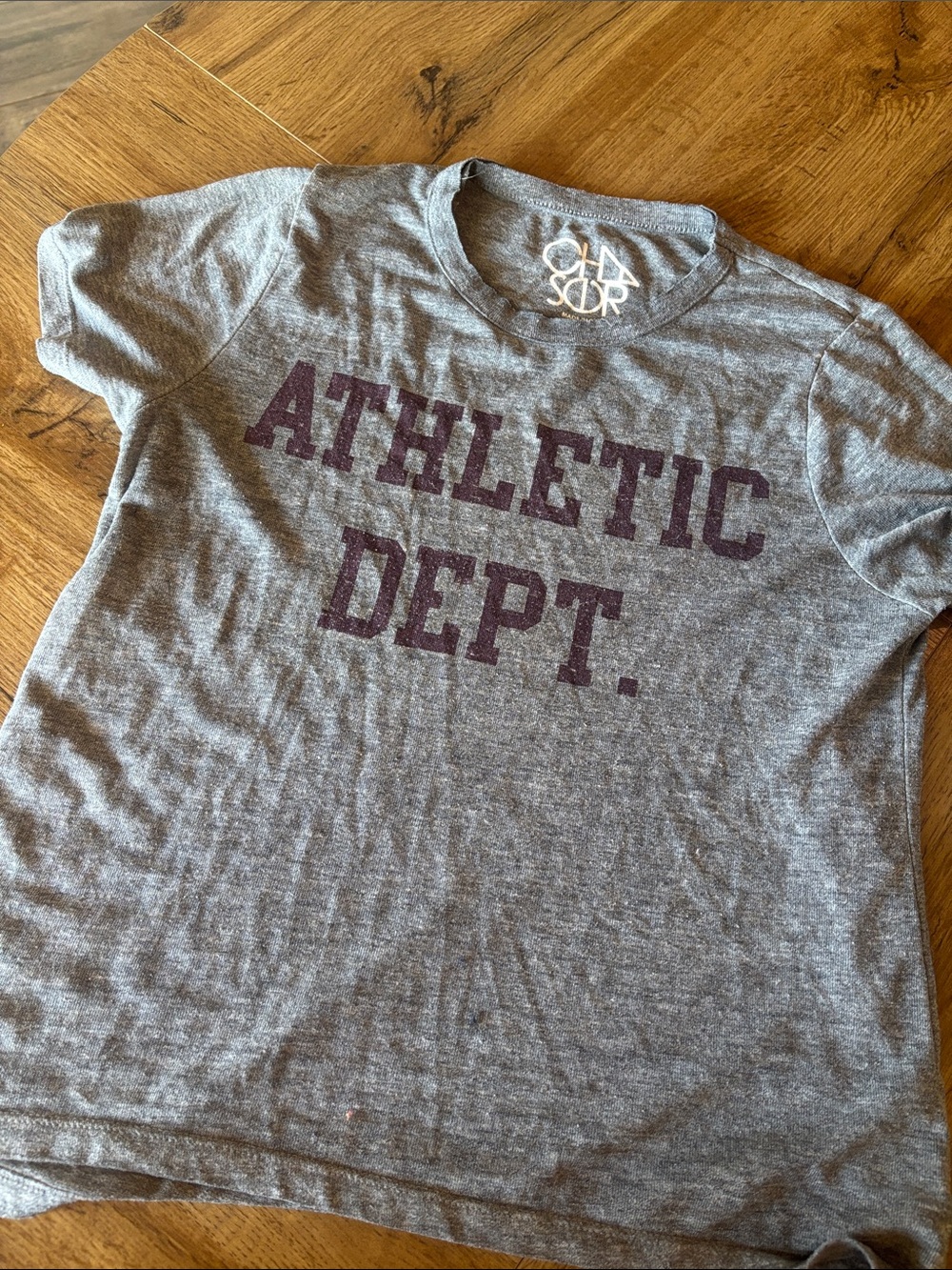 Chaser Gray Tee with Maroon Athletic Dept. Print